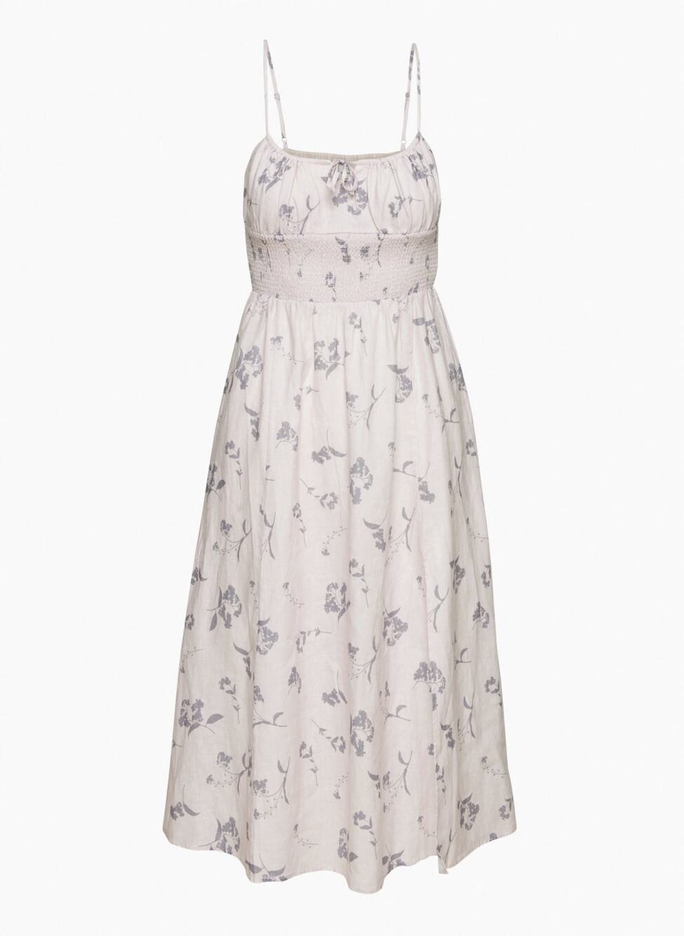 Wilfred Aritzia Genoa 100% Linen‎ Midi Dress Small Floral Milkmaid Cottagecore